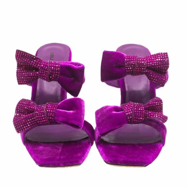 Beynat Bright Purple | Velvet Bow Mule