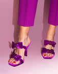 Beynat Bright Purple | Velvet Bow Mule