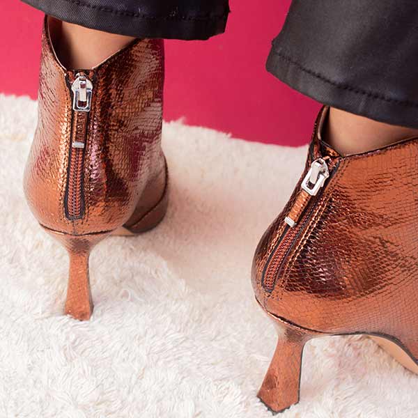 Lazer Copper | Snake effect leather boot