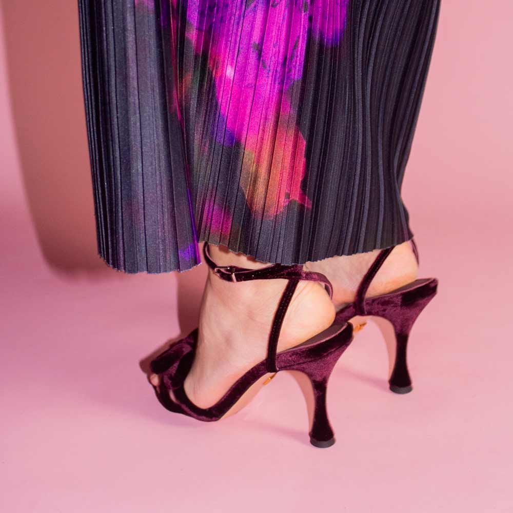 Milazzo Burgundy | Velvet High Heel Sandal