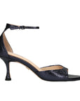 Petrina Navy | Metallic Snake-effect Sandal