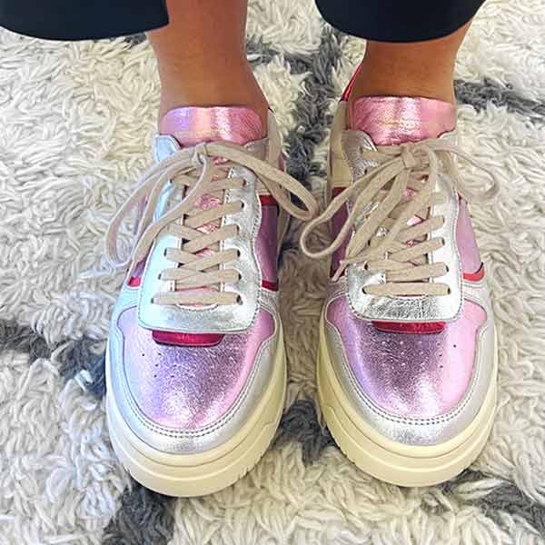 Maison Toufet -Armelle - Women's Metallic Leather Sneakers 