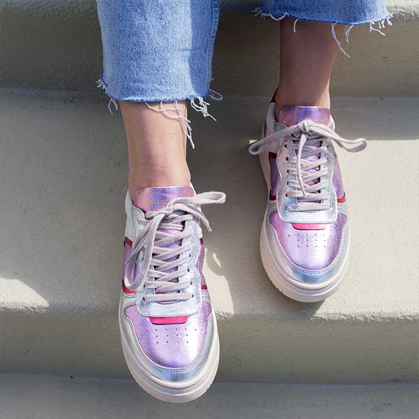 Maison Toufet -Armelle - Women's Metallic Leather Sneakers 