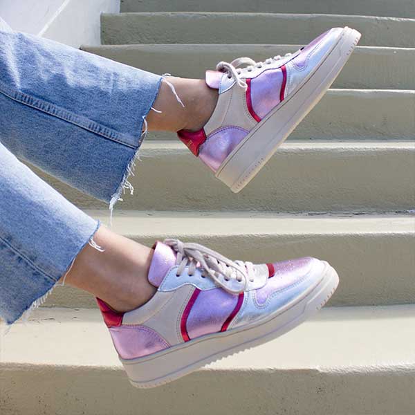 Maison Toufet -Armelle - Women's Metallic Leather Sneakers 