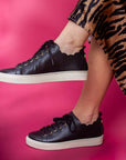 Maison Toufet - Julie - Women's Metallic Black Leather Sneaker at The Nowhere Nation