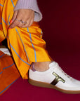 Solveig Khaki/Lilac | Leather Sneaker