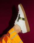 Solveig Khaki/Lilac | Leather Sneaker