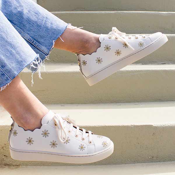 Maison Toufet Julie Daisy Women s Embroidered Leather Sneaker at The Nowhere Nation