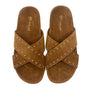 Alix Ring Brown | Studded Suede Slide