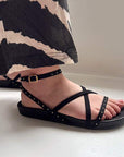 Issa Black | Studded Leather Sandal