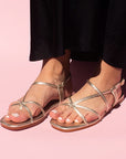 Anais Gold | Flat Leather Sandal