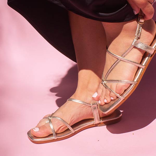 Anais Gold | Flat Leather Sandal