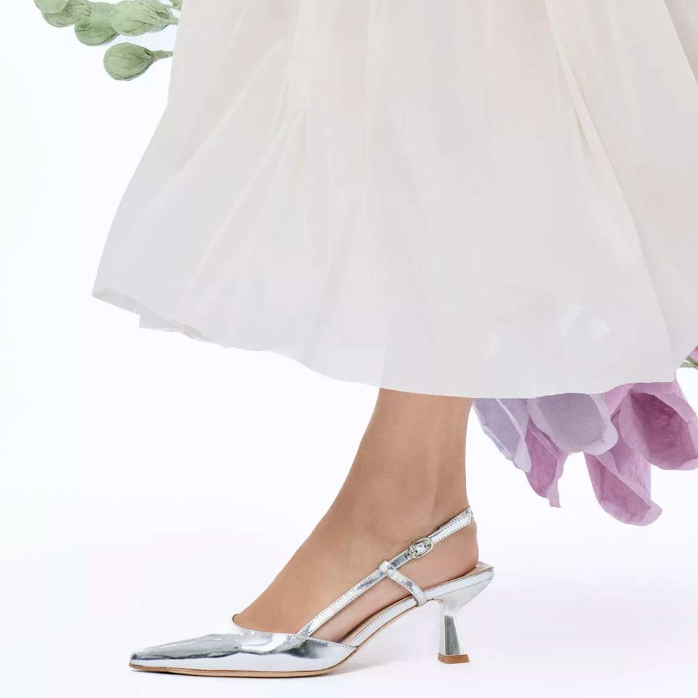 Corto Silver | Mirror Leather Pump