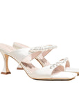 Raina White Satin | Pearl Mules