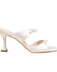 Raina White Satin | Pearl Mules