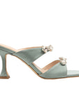 Raina Blue Satin | Crystal Mules