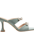 Raina Blue Satin | Crystal Mules