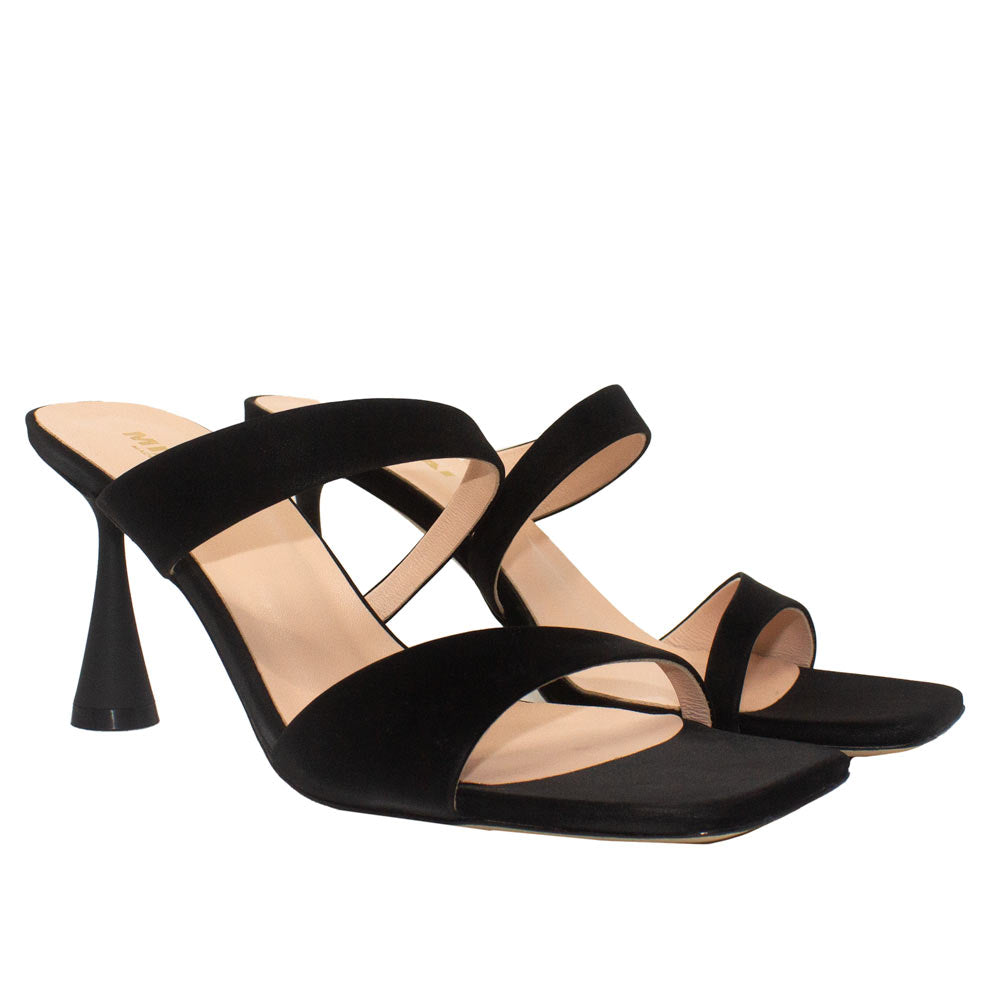Tara Black | Ultra-matte Leather Mules