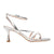 side view of Mi/Mai Venice strappy sandal  with ankle strap in metallic silver leather 