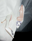 Astoria White Satin | Embellished Pump