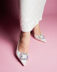 Astoria White Satin | Embellished Pump