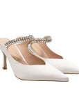 Harper White Satin | Embellished Mule