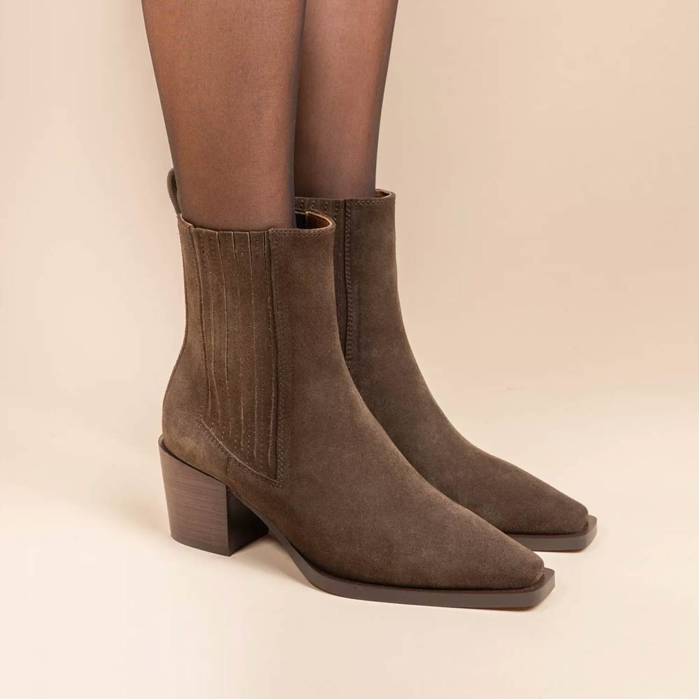 Jane II Khaki | Suede boot
