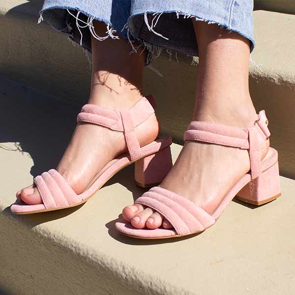 MiMai Kilian blush pink suede mid heel  sandal