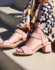 MiMai Kilian blush pink suede mid heel  sandal
