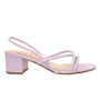 side view of Mi/Mai Nelly strappy slingback sandal in soft lilac with mid block heel