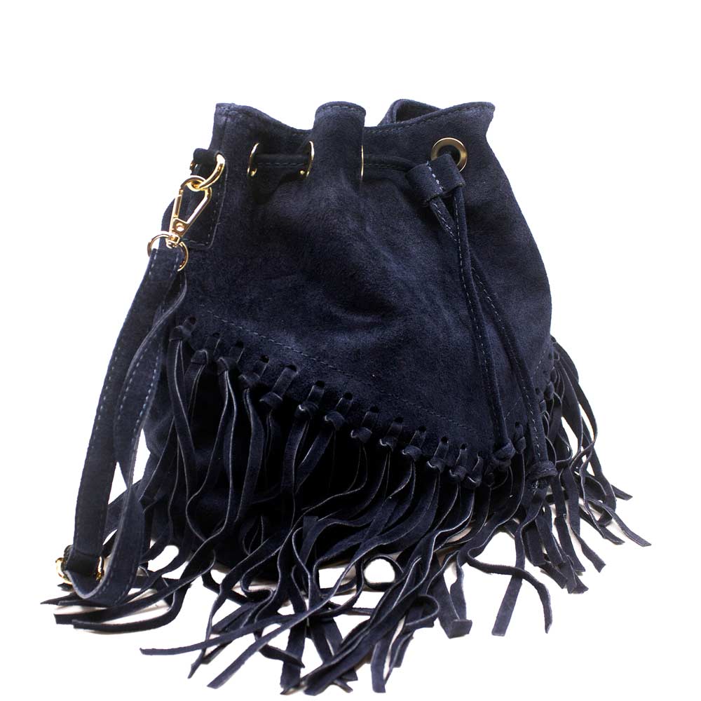 M02 Navy | Suede Fringe Bag