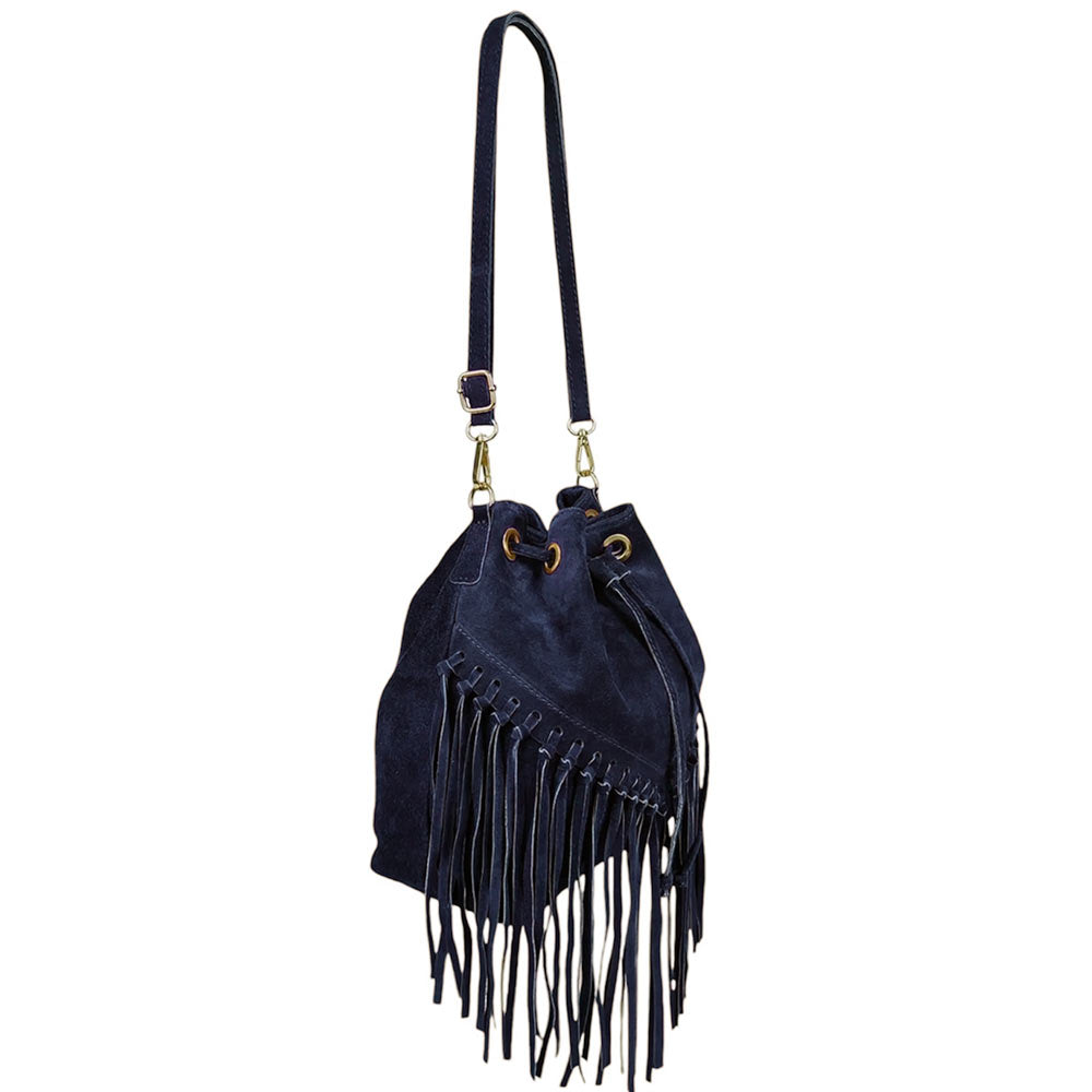 M02 Navy | Suede Fringe Bag