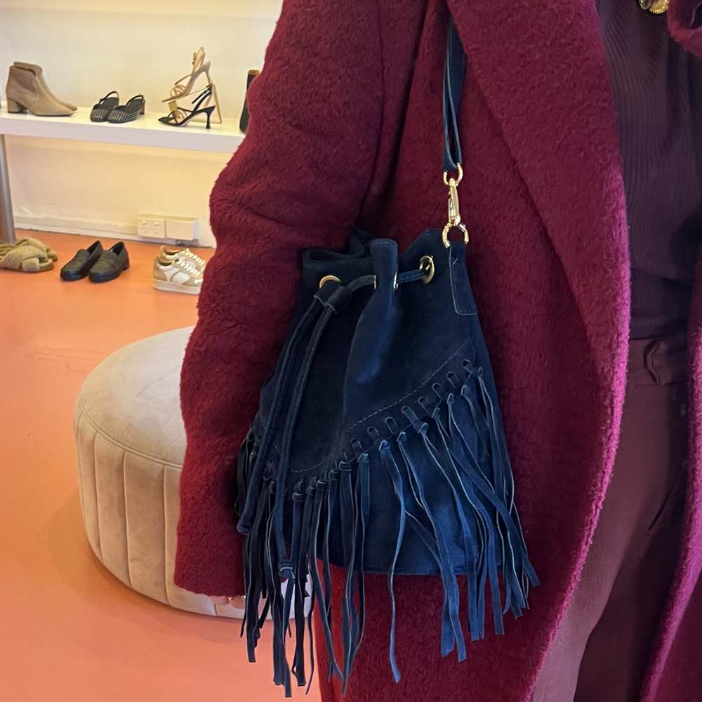 M02 Navy | Suede Fringe Bag