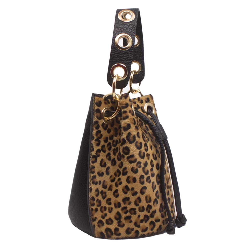 M03 Leopard | Leather Bucket Bag