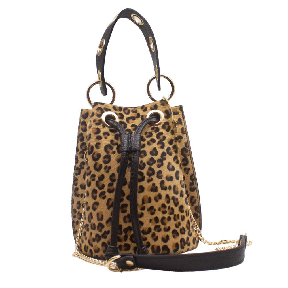 M03 Leopard | Leather Bucket Bag