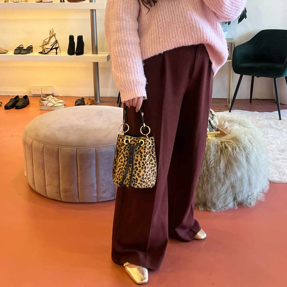 M03 Leopard | Leather Bucket Bag