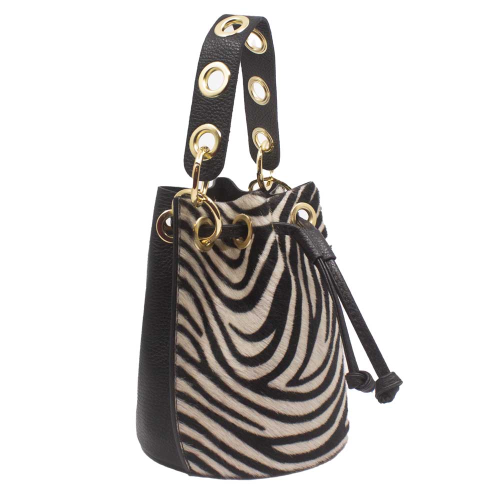 M03 Zebra | Leather bucket bag