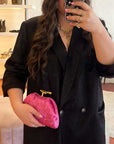 Tilly Pink | Velvet Clutch