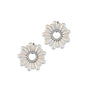 Pearl Flower Silver Shoe Clips