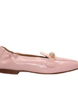 Side view of Pedro Miralles Mirefleurs pink patent loafer 