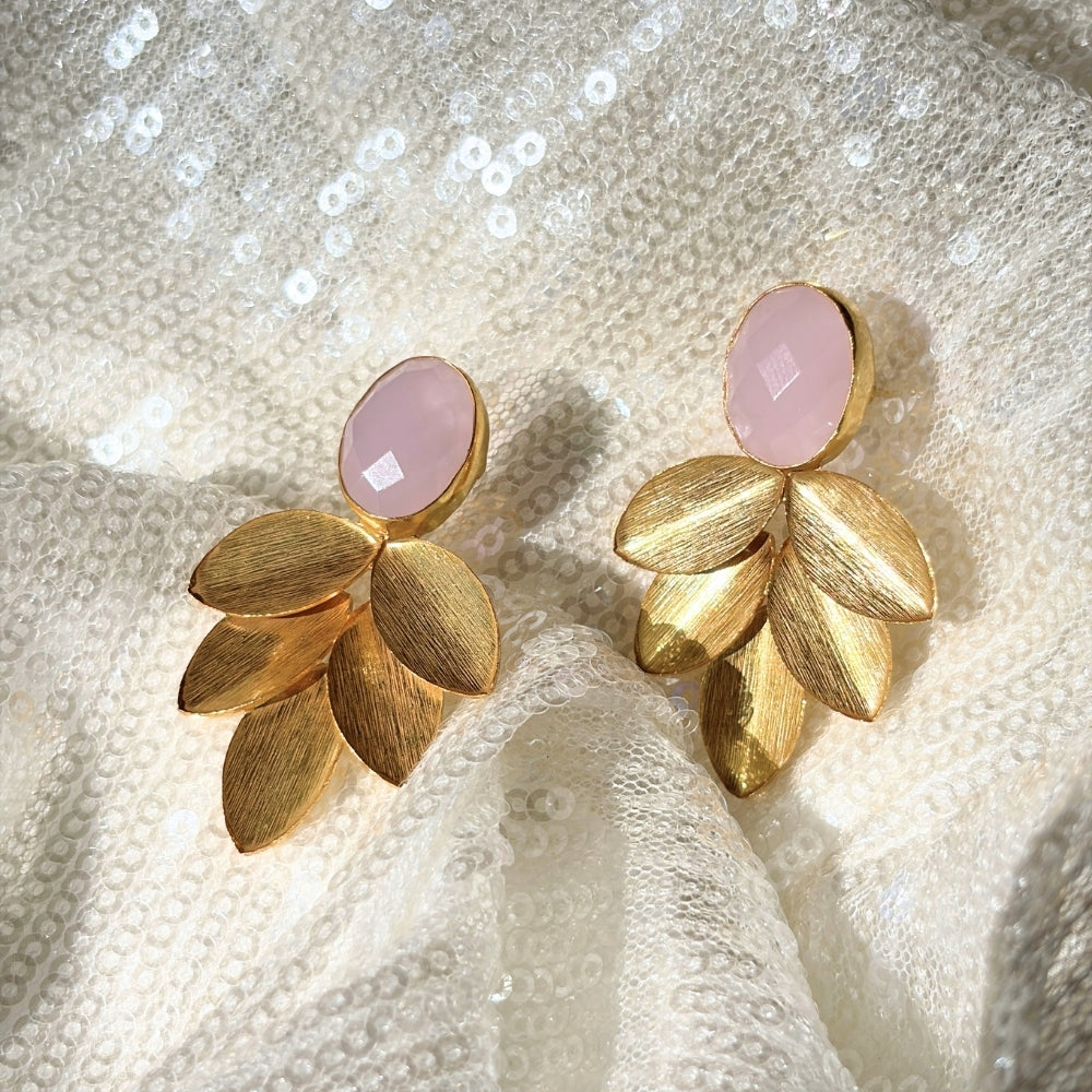 Gilded Petal Earrings | Gold/Light Pink