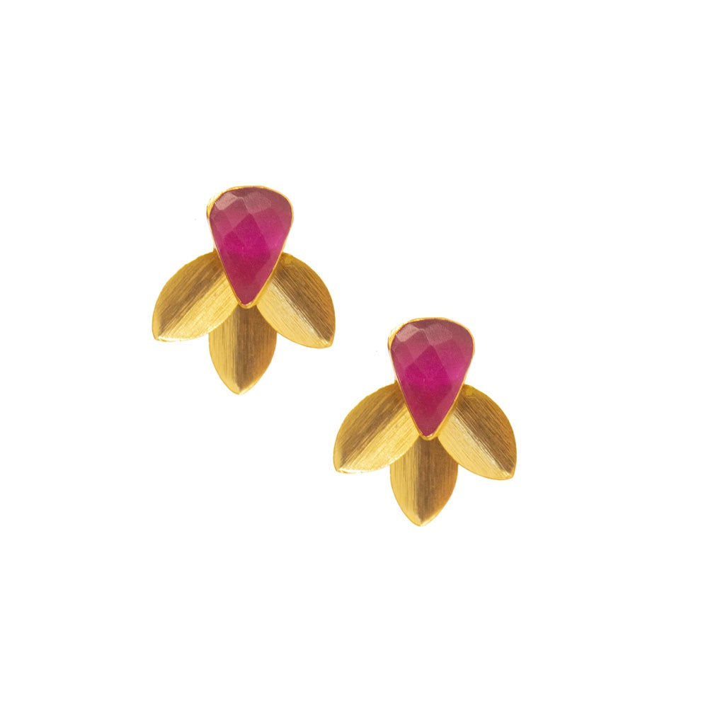 Azzure Elegance Earrings | Gold/Fuchsia Pink