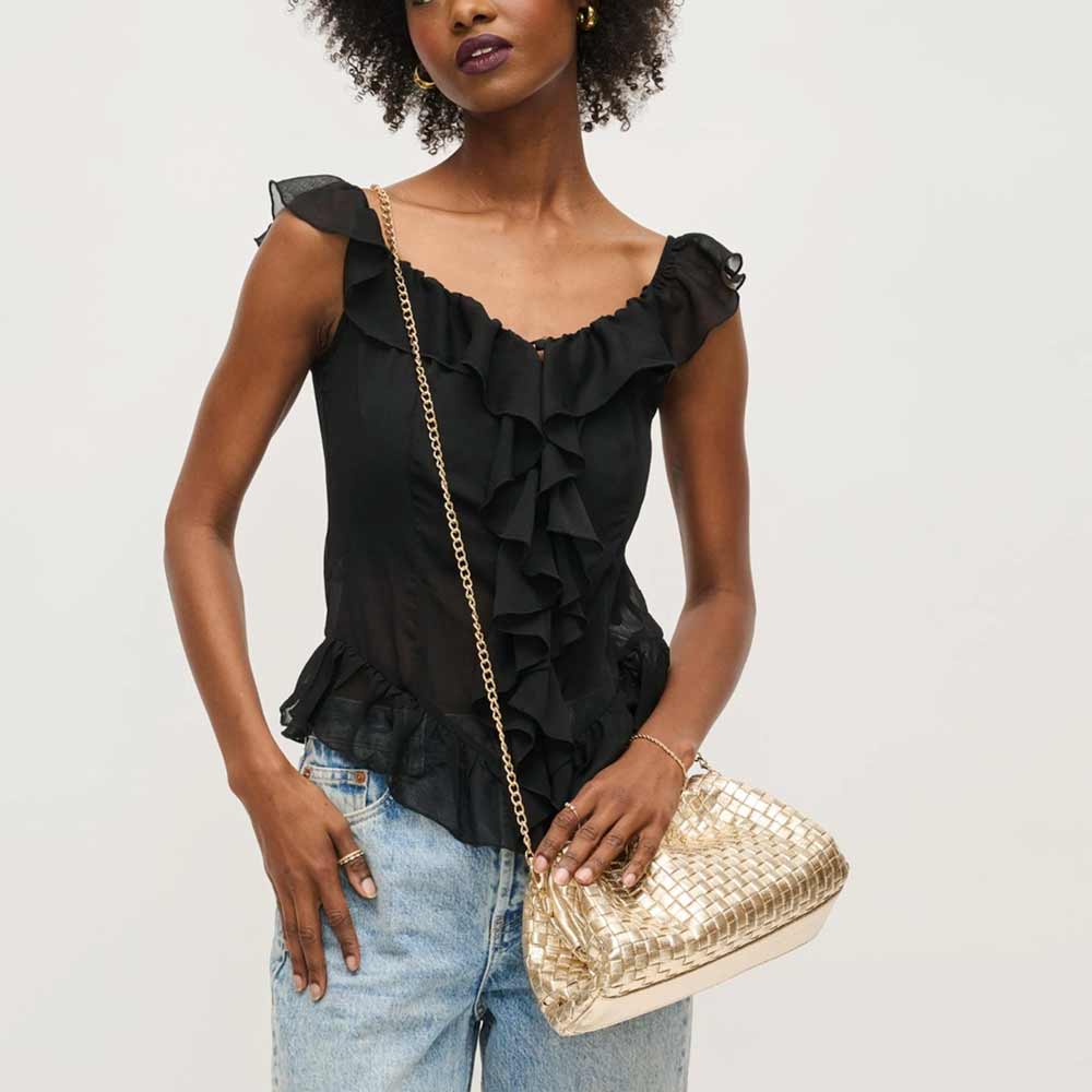 Tate Gold | Woven Pouch Clutch