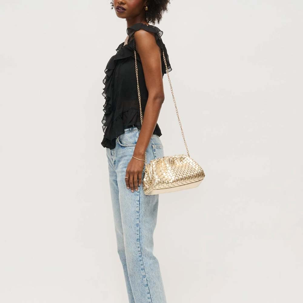 Tate Gold | Woven Pouch Clutch