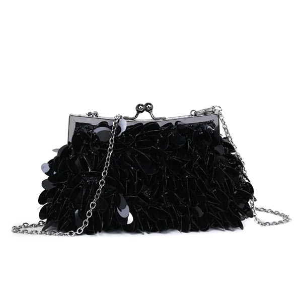 Urban Expressions Ariana Black Sequin Evening Clutch Bag