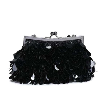 Urban Expressions Ariana Black Sequin Evening Clutch Bag