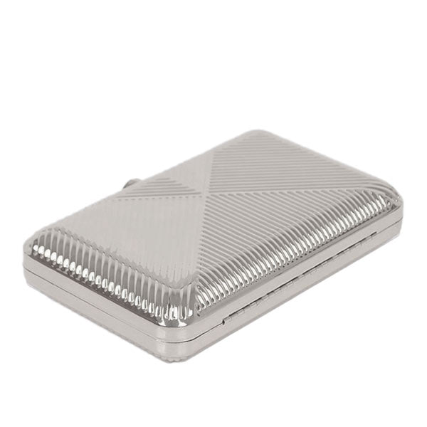 Silver metal hard shell clutch in art deco pattern 