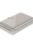 Silver metal hard shell clutch in art deco pattern 