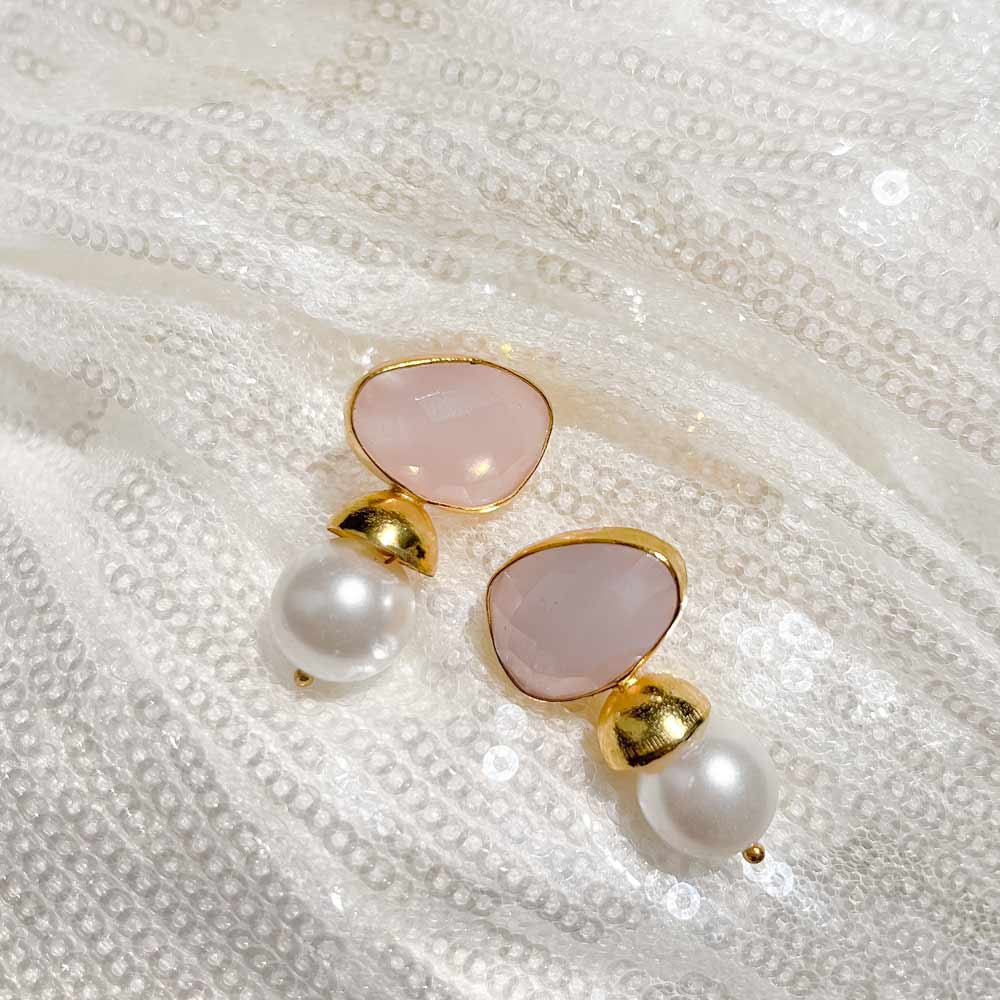 Lustre Luxe Earring | Gold with Pink