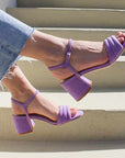 Peony Lilac | Suede mid-heel sandal